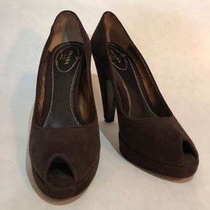 Prada Suede Brown Platform Pump
